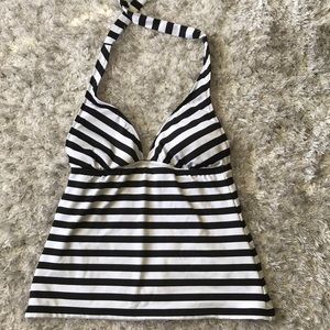💥5/$25 Black and white striped tankini swim top